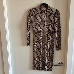 Leith Brown and Black Snakeskin Pattern Dress